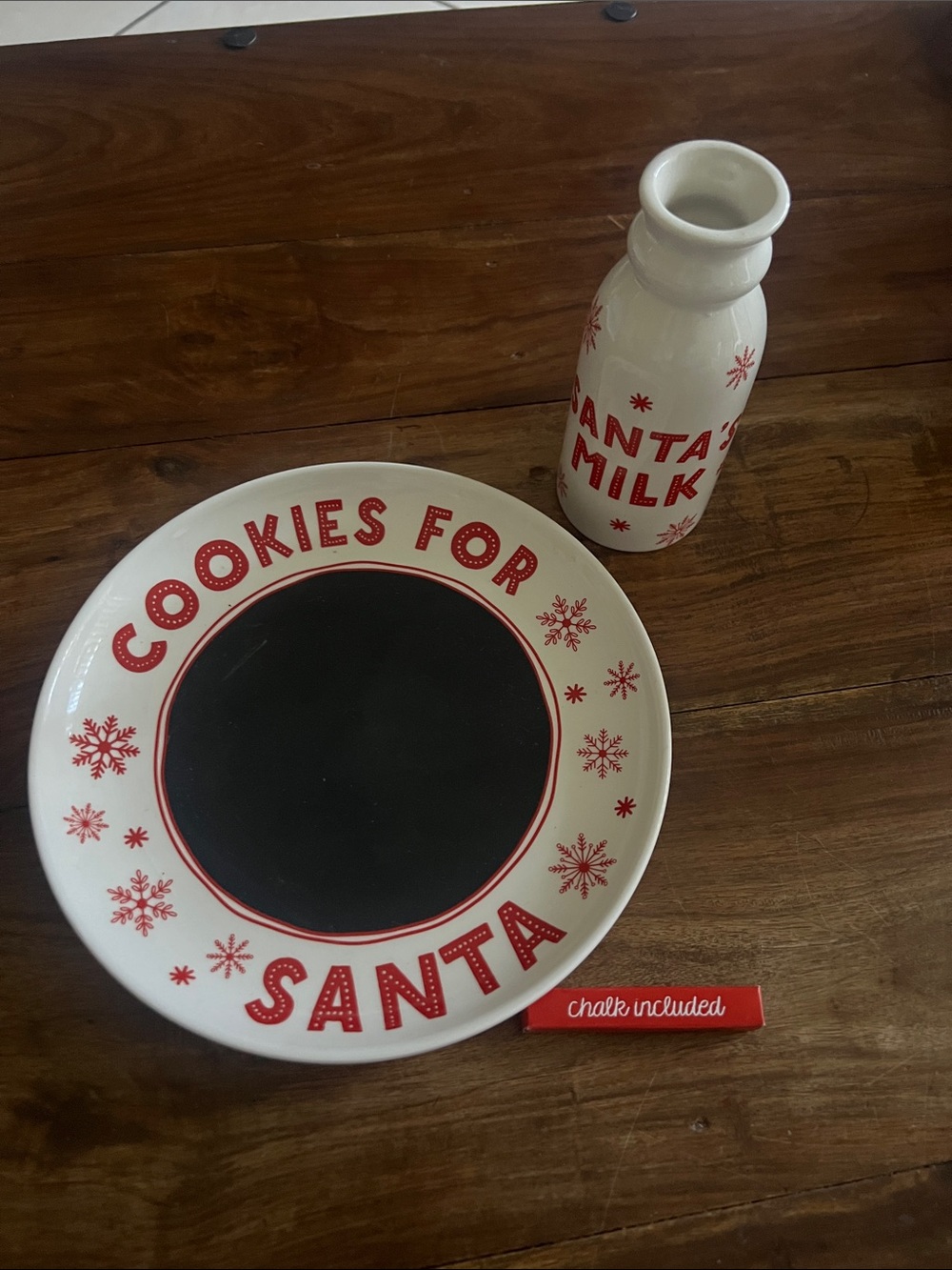 Cookies for Santa Plate and Milk Bottle Set - Red & White